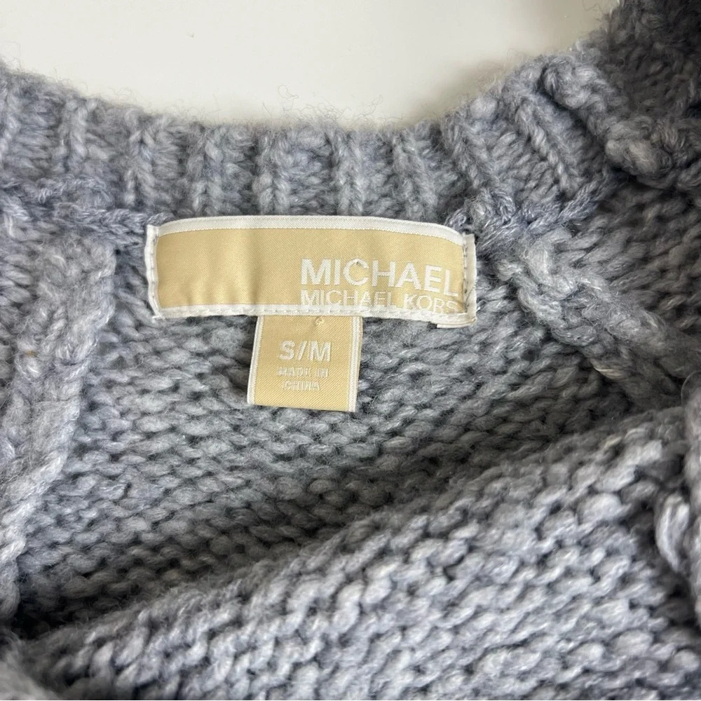 Michael Kors Oversized Heather Grey Poncho Sweater-S/M Acrylic/Wool blend. - Picture 3 of 5